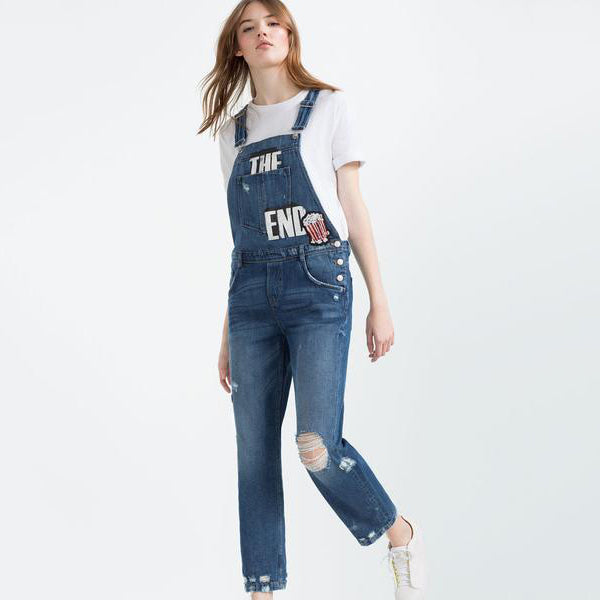 "I AM DENIM" COLLECTION DUNGAREES WITH PATCHES